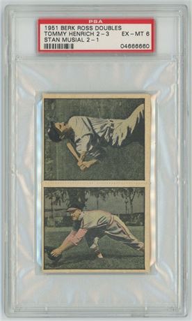 1951 Berk Ross Doubles Stan Musial PSA 6 EXMT Tuff Card!