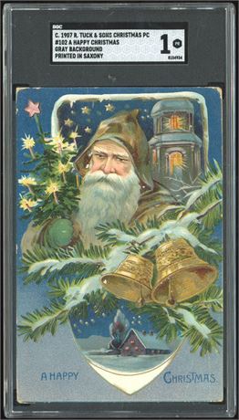 1907 R Tuck & Sons Christmas #102 A Happy Christmas Grey Background SGC 1 POOR