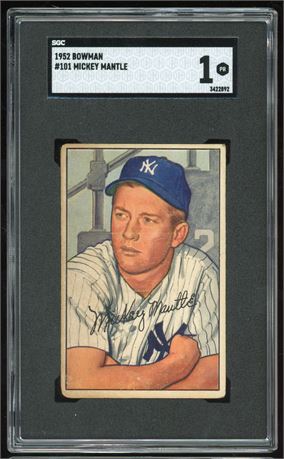 1952 Bowman #101 Mickey Mantle SGC 1 POOR