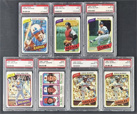 1980 Topps Baseball PSA Graded Lot (6) w/ Murray, Molitor, Dawson, & Fisk