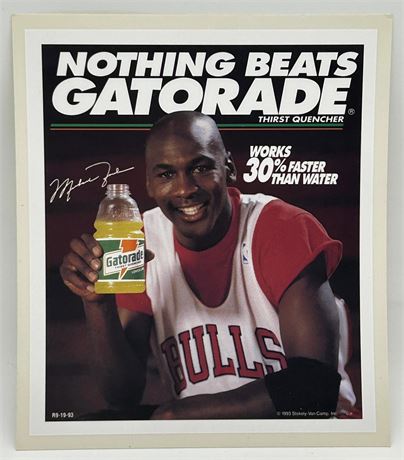 1993 Michael Jordan Gatorade Advertising Cling 5 1/2 x 6 1/2