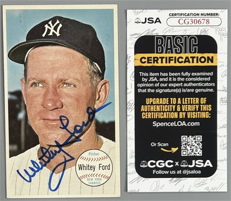1964 Topps Giants #7 Whitey Ford Auto JSA EX