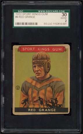 1933 Sport Kings Gum #4 Red Grange RC SGC 2