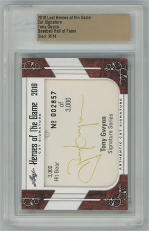 2018 Leaf Heroes of the Game Cut Signatures Tony Gwynn 2,857/3,000