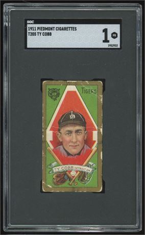 1911 T205 Piedmont Ty Cobb SGC 1 POOR