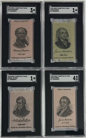 1910 S77 Mogul Silks SGC Graded Lot (4) w/ Monroe, Madison, Jackson, & Van Buren