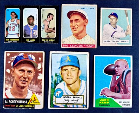 1933 - 1972 Multi Sport Lot (6) w/ Schoendienst & Kemp