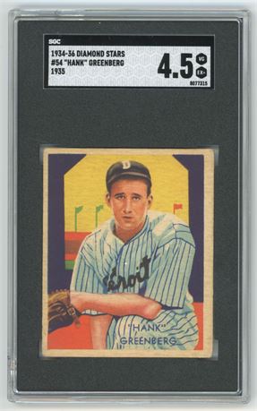 1934-1936 Diamond Stars #54 Hank Greenberg 1935 SGC 4.5 VGEX+ BEAUTY