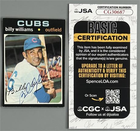 1971 Topps #350 Billy Williams Auto JSA EXMT