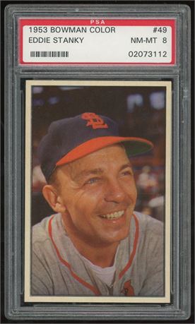 1953 Bowman Color #49 Eddie Stanky PSA 8 NMMT Nice Centering