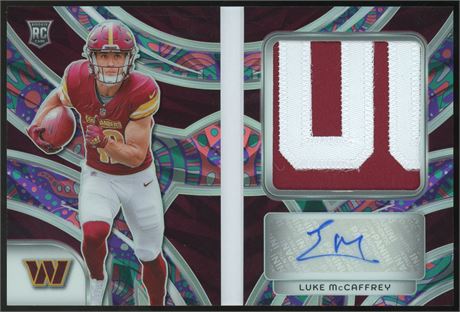 2024 Panini Spectra Rookie Genesis Luke McCaffrey Jumbo Patch Auto Booklet 4/5