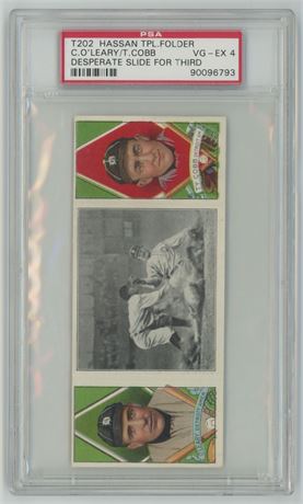 192 T202 Hassan Triple Folder Ty Cobb Desperate Slide for Third PSA 4 VGEX