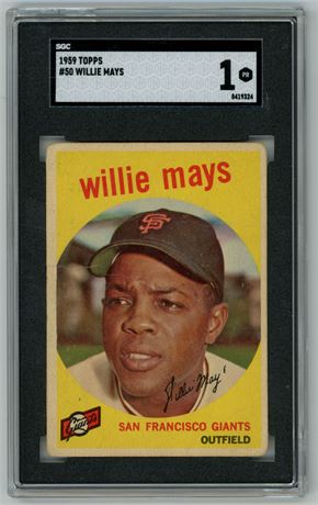 1959 Topps #50 Willie Mays SGC 1 POOR