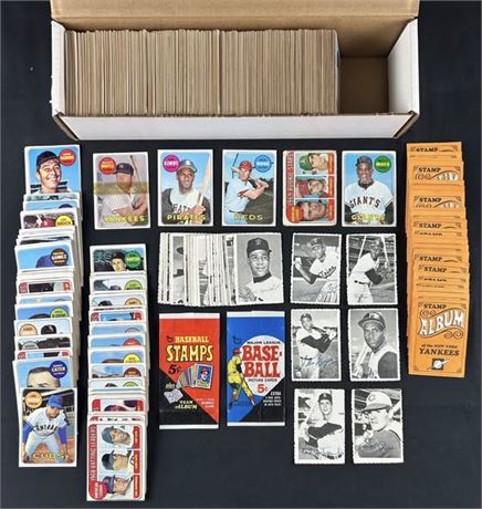 1969 Topps Baseball NEAR Set (662/664) GOOD AVG w/ Wrapper, 69 Deckle & Stamps