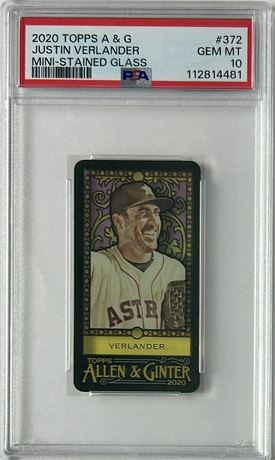 2020 Topps Allen & Ginter #372 Justin Verlander Mini-Stained Glass PSA 10 READ