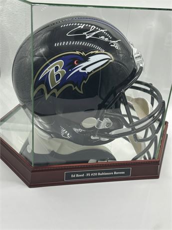 Ed Reed Signed Baltimore Ravens Full Size Speed Replica Helmet - JSA *READ