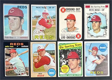 1967-1971 Topps Pete Rose Lot (8) EX AVG READ