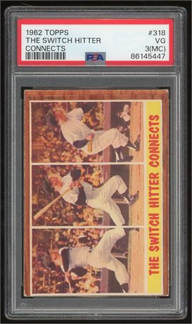 1962 Topps #318 The Switch Hitter Connects PSA 3(MC)
