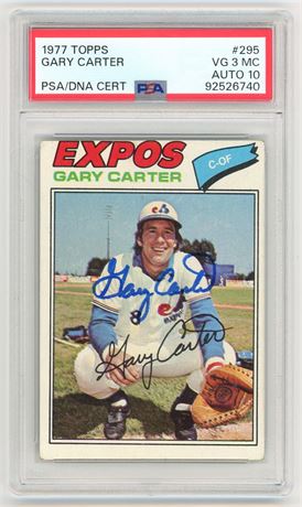 1977 Topps #295 Gary Carter PSA 3 (MC) Auto 10
