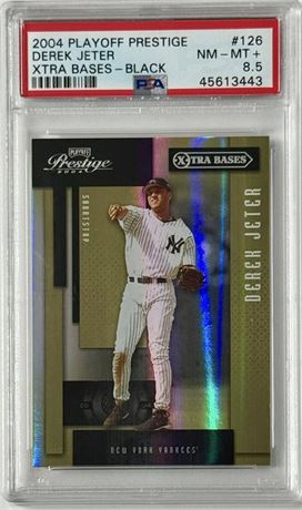 2004 Playoff Prestige #126 Derek Jeter Xtra Bases Black 74/75 PSA 8.5 NMMT+