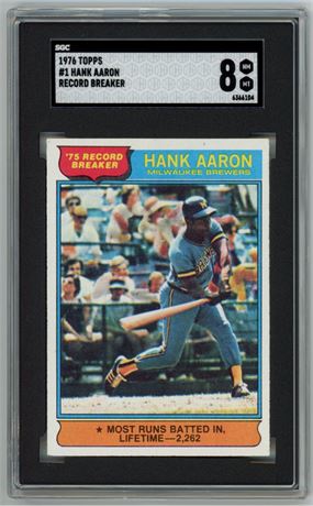 1976 Topps #1 Hank Aaron Record Breakers SGC 8 NMMT