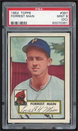 1952 Topps #397 Hi# Forrest Main RC PSA 9 (OC)