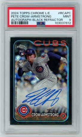 2024 Topps Chrome Logofractor Black Pete Crow-Armstrong RC Auto 8/10 PSA 9
