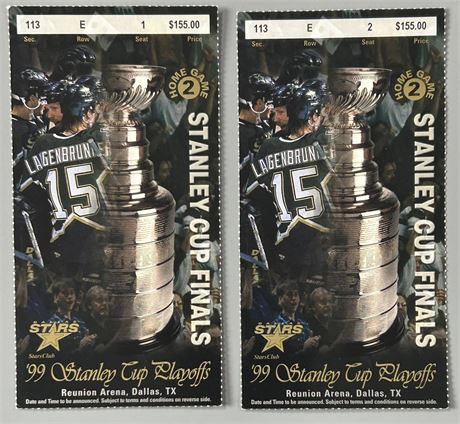 1999 Stanley Cup Finals Home Game #2 Tickets (2)