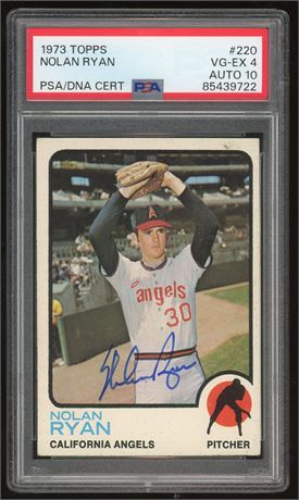 1973 Topps #220 Nolan Ryan Dual Certified PSA 4 VGEX Auto 10 READ