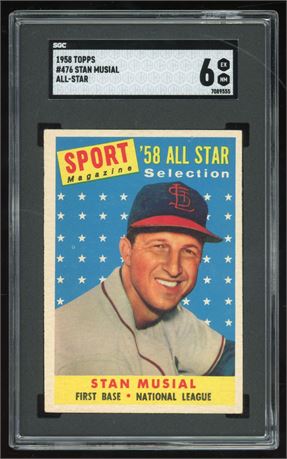 1958 Topps #476 Stan Musial All-Star SGC 6 EXMT