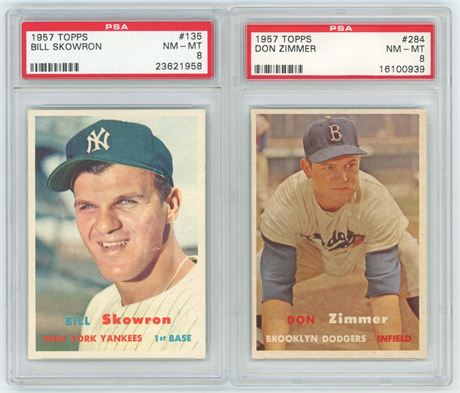 1957 Topps PSA 8 Graded Lot (2) w/ Don Zimmer and Bill Skowron