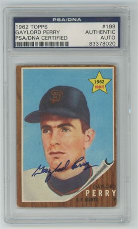 1962 Topps #199 Gaylord Perry RC Autograph PSA Authentic Auto