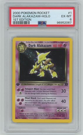 2000 Pokemon Rocket #1 Dark Alakazam-Holo 1st Edition PSA 6 EXMT