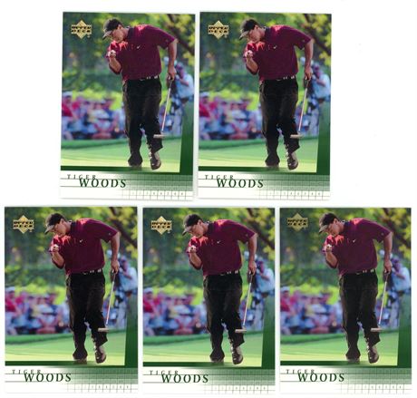 2001 Upper Deck #1 Tiger Woods RC Raw Lot (5)