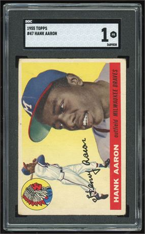 1955 Topps #47 Hank Aaron SGC 1 POOR (Writing on Back)