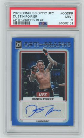 2023 Donruss Optic UFC Dustin Poirier Opti-Graphs-Blue Auto 82/99 PSA 9 MINT