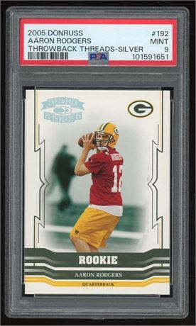 2005 Donruss #192 Aaron Rodgers RC Throwback Threads Silver 23/99 PSA 9 MINT