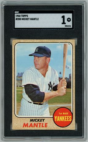 1968 Topps #280 Mickey Mantle SGC 1 POOR