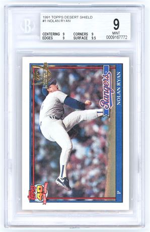 1991 Topps #1 Nolan Ryan Desert Shield BGS 9 MINT SP