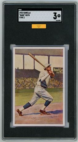 1932 Sanella Babe Ruth Type 2 SGC 3 VG MBA Gold Diamond Certification Top 5%