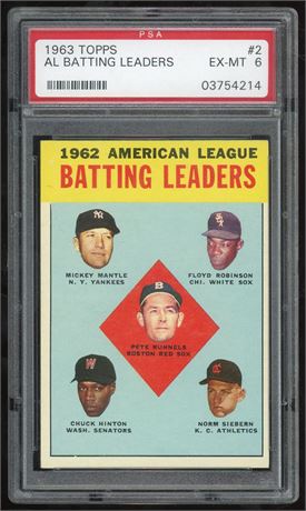 1963 Topps #2 AL Batting Leader Mantle EXMT