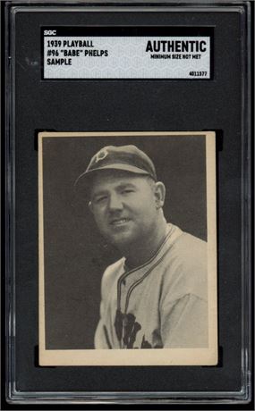 1939 Playball #96 "Babe" Phelps Sample SGC Authentic (Mini Size) RARE