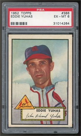 1952 Topps #386 Eddie Yuhas Hi# PSA 6 EXMT