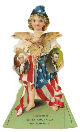 Estey Organ Company Victorian Stand-Up Ad Trade Card Low Grade (Crease)