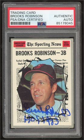 1970 Topps #455 Brooks Robinson Auto w/ "HOF 1983" Inscription PSA AUTH