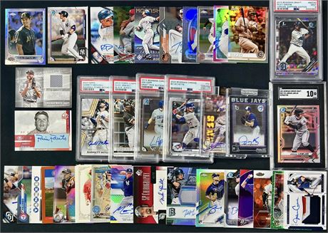 (38) Modern Baseball Lot w/ Stars, Autos, Graded, Refractors, #'d, Relics,