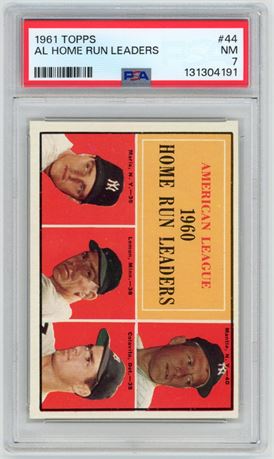 1961 Topps #44 AL HR Leaders Mantle/Maris PSA 7 NM