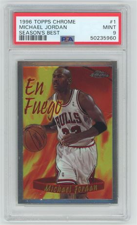1996 Topps Chrome #1 Michael Jordan En Fuego Season's Best PSA 9 MINT