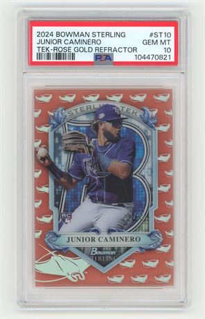 2024 Bowman Sterling Junior Caminero RC Tek Rose Gold Refractor 1/15 PSA 10