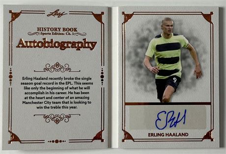 2023 Leaf Erling Haaland History Book 7/25 Autobiography Auto